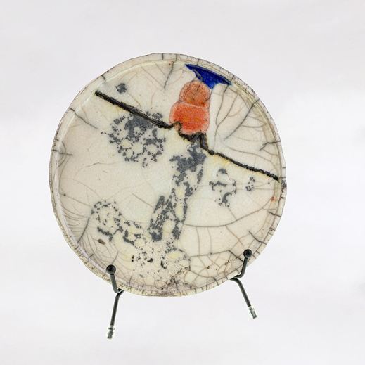 Piattino artistico in ceramica Raku realizzato a mano da Melissa Zanella