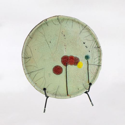 Piattino artistico in ceramica Raku realizzato a mano da Melissa Zanella