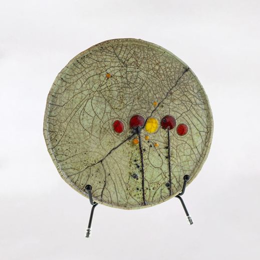 Piattino artistico in ceramica Raku realizzato a mano da Melissa Zanella