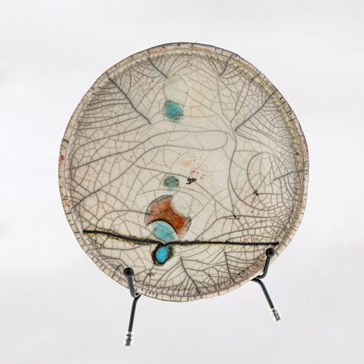 Piattino artistico in ceramica Raku realizzato a mano da Melissa Zanella