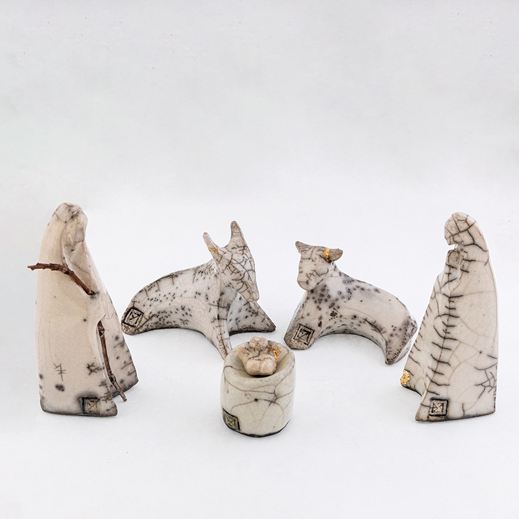 Presepe in ceramica Raku realizzato a mano da Melissa Zanella