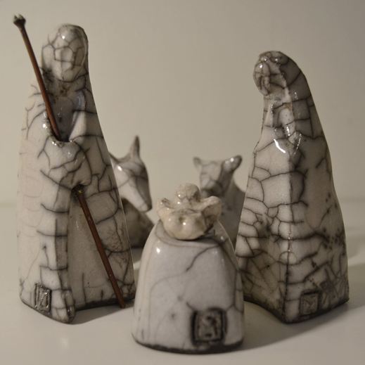 Presepe in ceramica Raku realizzato a mano da Melissa Zanella