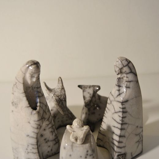 Presepe in ceramica Raku realizzato a mano da Melissa Zanella