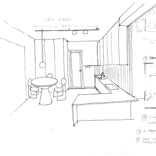 progetto zona giorno a mano libera, curato da architetta Melissa Zanella